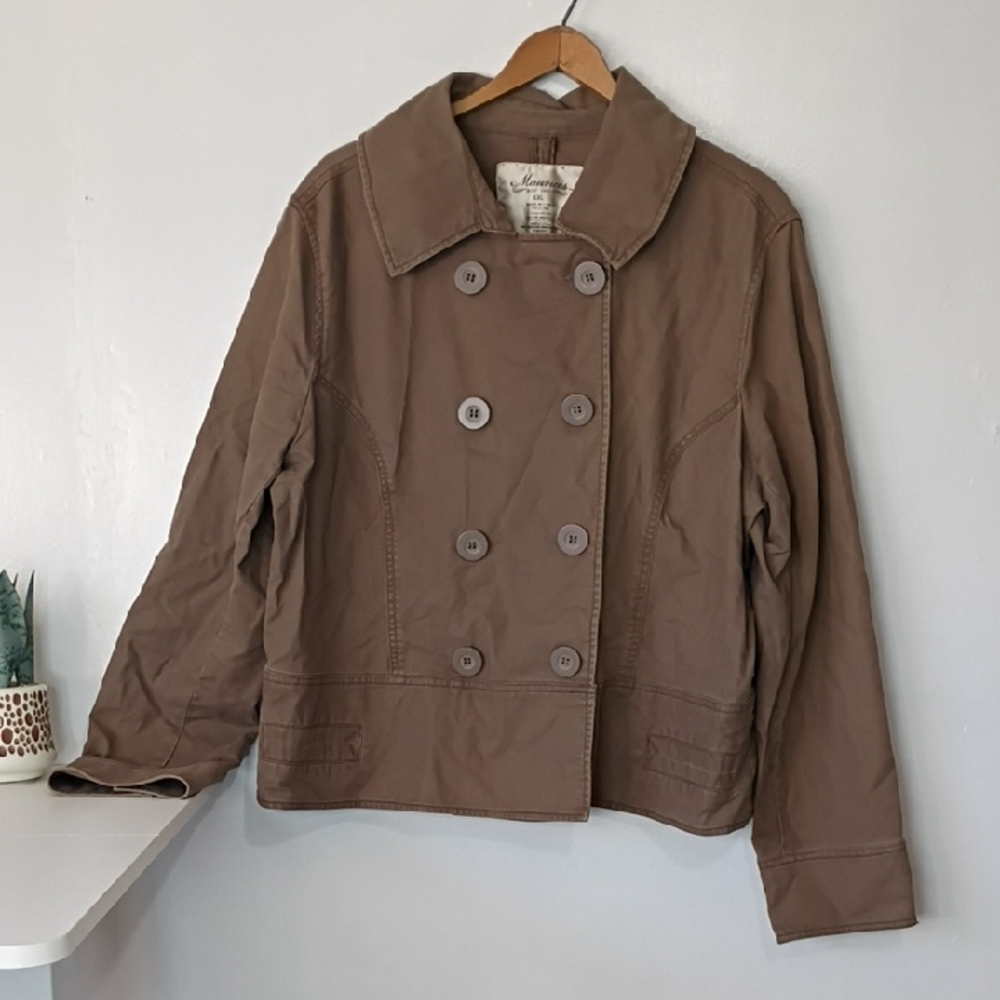 Maurices Coat Jacket  2XL khaki brown double-breasted cotton jacket Coat